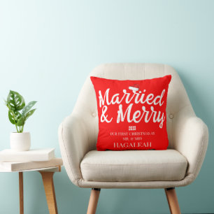 Our First Christmas Mr. and Mrs. Newlywed Merry Cushion