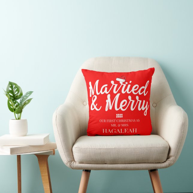 Our First Christmas Mr. and Mrs. Newlywed Merry Cushion (Chair)