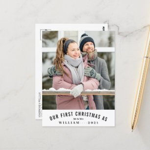 Our First Christmas Mr And Mrs Wedding Photo Postcard
