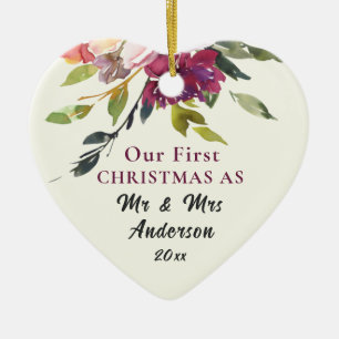 Our First Christmas Mr & Mrs Bible Verse Christmas Ceramic Ornament