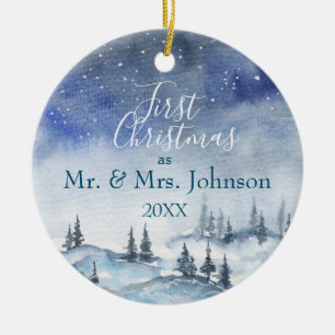 Our First Christmas Mr & Mrs   Married Ceramic Ornament
