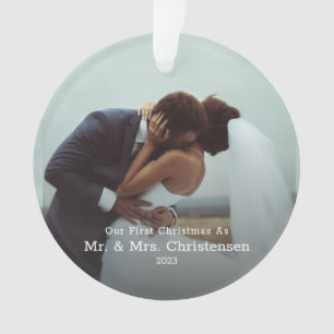 Our First Christmas Mr. & Mrs. Married Photo Ceram Ornament