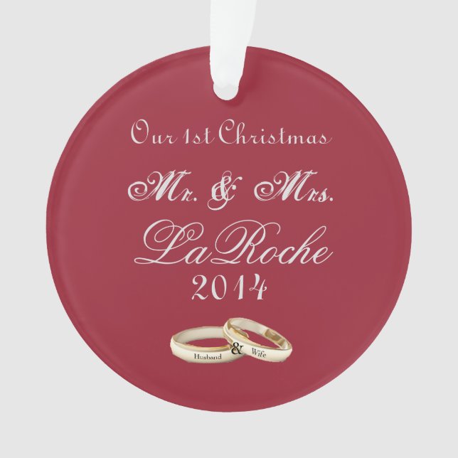 Our First Christmas Mr & Mrs. Red Ornament (Front)