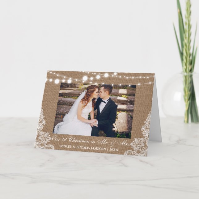 Our First Christmas Mr. & Mrs. Rustic Fold Card B (Front)