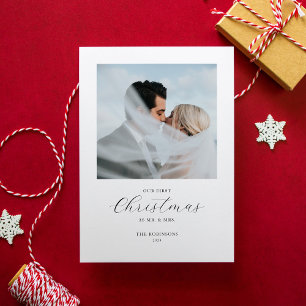 Our First Christmas Mr. & Mrs. Two Photo  Holiday Card