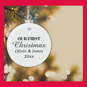 Our First Christmas Names Year Keepsake Glass Tree Decoration