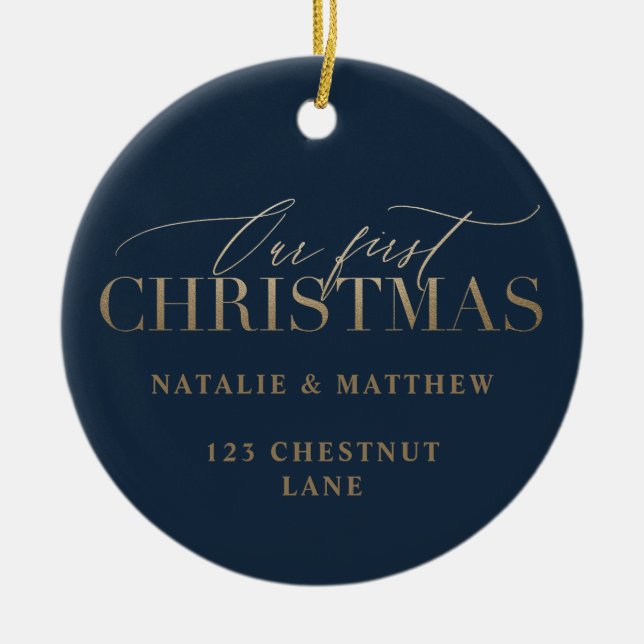 our first christmas new home ceramic ornament (Front)