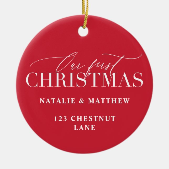 our first christmas new home ceramic ornament (Front)