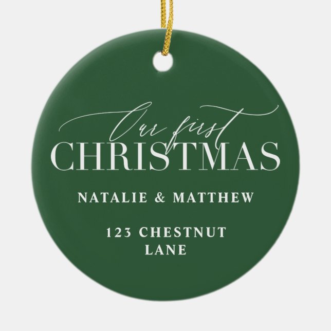 our first christmas new home ceramic ornament (Front)