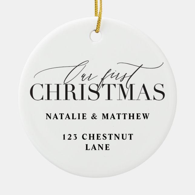 our first christmas new home ceramic ornament (Front)