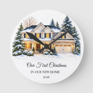 Our First Christmas New Home Clock Personalised