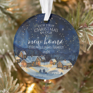 Our First Christmas New Home Photo Rustic Night Ornament