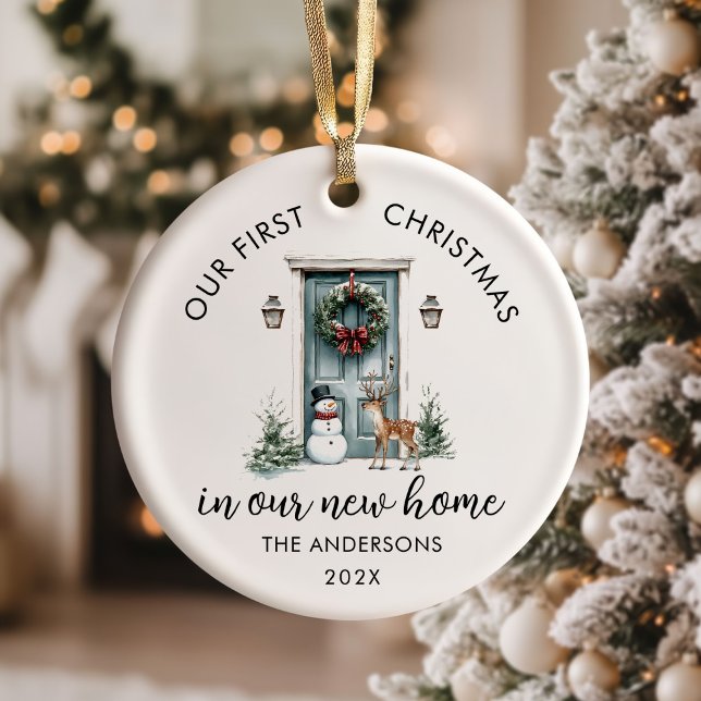 Our First Christmas New House Green Door Ceramic Ornament (Creator Uploaded)