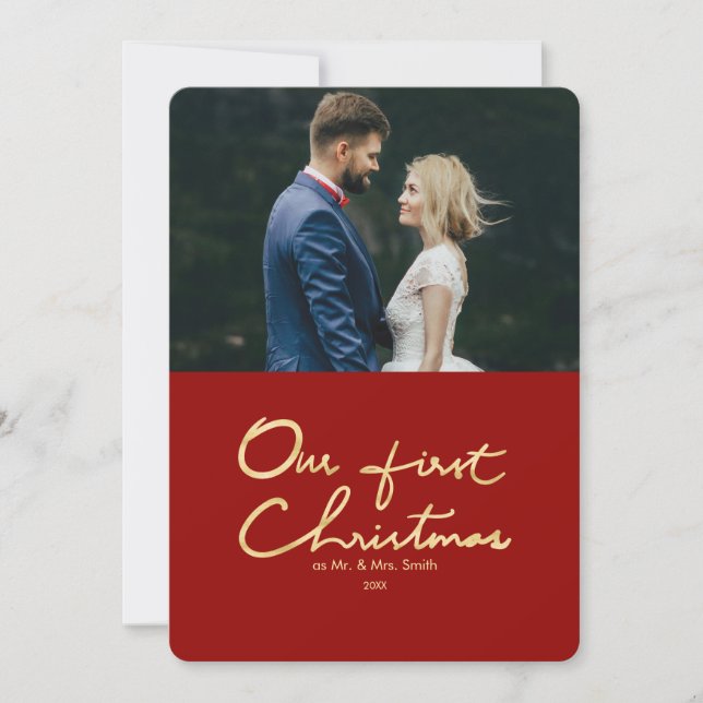 Our First Christmas Newlywed Holiday Photo Card (Front)