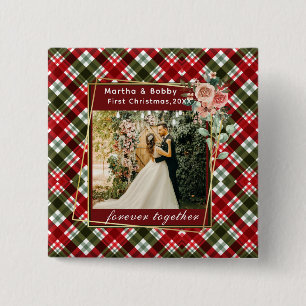 Our First Christmas Newlywed Photo 15 Cm Square Badge