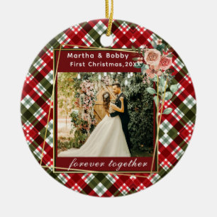 Our First Christmas Newlywed Photo Ceramic Ornament