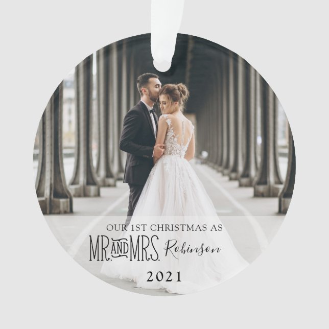 Our First Christmas Newlywed Photo Ornament (Front)