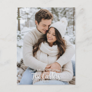 Our First Christmas Newlywed Photo Personalised Holiday Postcard
