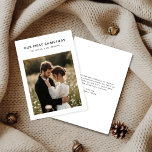 Our First Christmas | Newlywed Romantic Photo  Holiday Card<br><div class="desc">Celebrate your first Christmas as newlyweds with this romantic black-and-white photo card. Featuring a rustic,  minimalist design,  it’s perfect for sharing love,  joy,  and a favourite wedding moment—a timeless way to say Merry Christmas from the new Mr. and Mrs.</div>