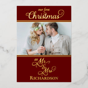 Our First Christmas Newlyweds Foil Holiday Card