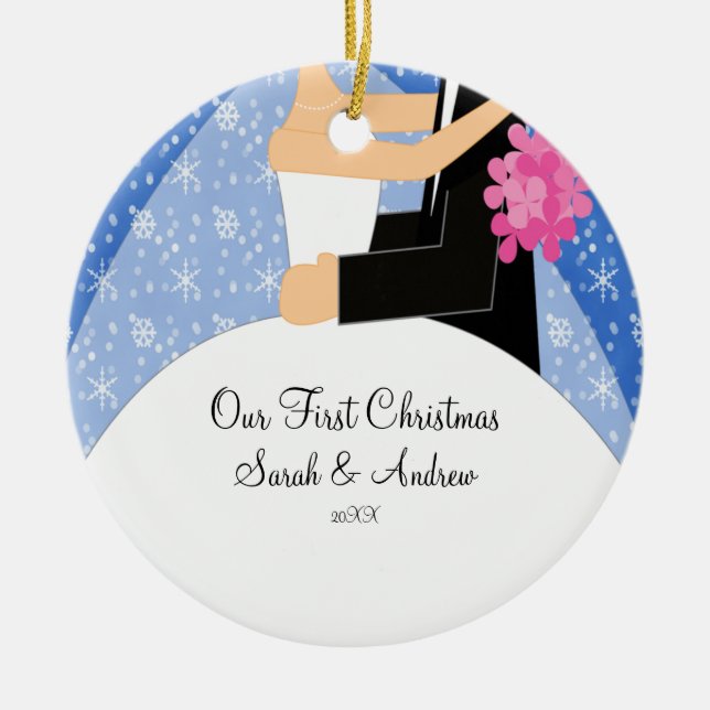 Our First Christmas Ornament Bride &amp; Groom (Front)