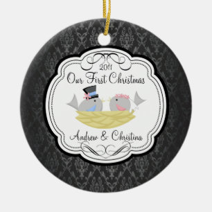 Our First Christmas Ornament Bride Groom Birds