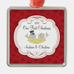 Our First Christmas Ornament Bride Groom Birds