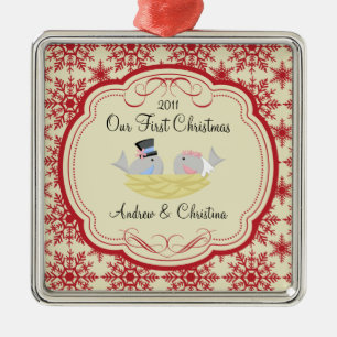 Our First Christmas Ornament Bride Groom Birds