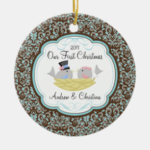 Our First Christmas Ornament Bride Groom Birds