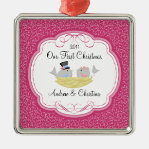 Our First Christmas Ornament Bride Groom Birds