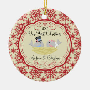 Our First Christmas Ornament Bride Groom Birds