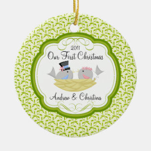 Our First Christmas Ornament Bride Groom Birds