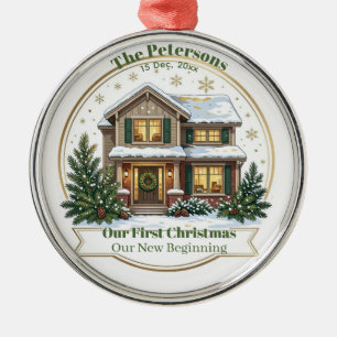 Our First Christmas Our New Beginning Photo Home Metal Ornament