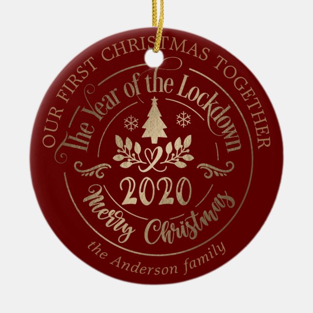 Our first Christmas pandemic lockdown merry photo Ceramic Ornament (Front)