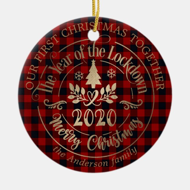 Our first Christmas pandemic lockdown merry photo Ceramic Ornament (Front)
