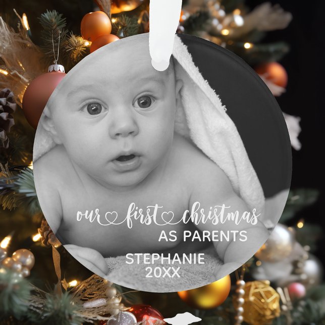 Our First Christmas Parents Handwritten  Photo Ornament (Creator Uploaded)