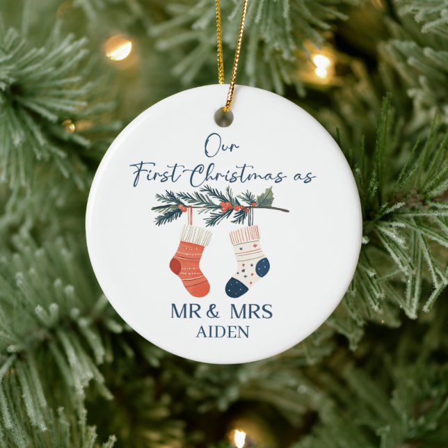 Our First Christmas | Personalised Holiday Keepsak Ceramic Ornament (Tree)