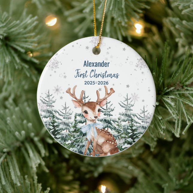 Our First Christmas | Personalised Holiday Keepsak Ceramic Ornament (Tree)