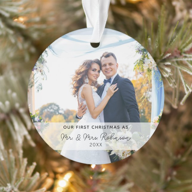 Our First Christmas Photo Newlywed Ornament (Tree)