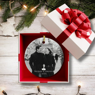 Our First Christmas Photo Personalised Name Year Ceramic Ornament