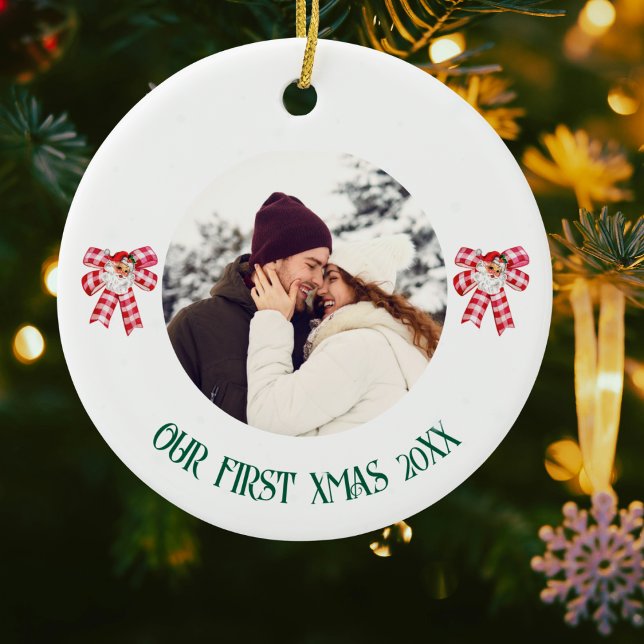Our First Christmas & Photo, Santa, Personalised Ceramic Ornament (Creator Uploaded)