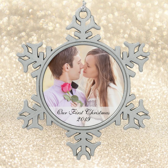 Our First Christmas Photo Snowflake Ornament (Creator Uploaded)