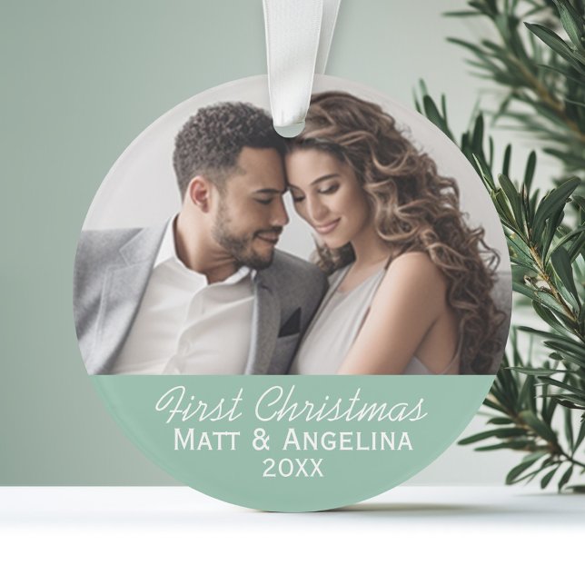 Our First Christmas Photo - Wedding or Engagement Ornament (Personalized First Christmas Photo Ornament)