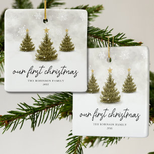 Our First Christmas Pine Tree Holiday Ceramic Ornament