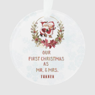 Our First Christmas Poinsettia Wreath Snowflakes Ornament