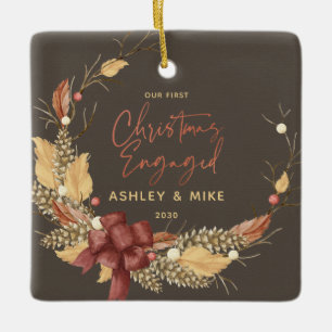 Our First Christmas Rustic Copper Photo Ceramic Ornament