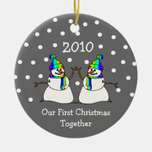 Our First Christmas Together 2010 (GLBT Snowmen) Ceramic Tree Decoration