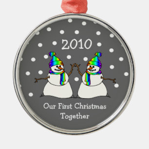 Our First Christmas Together 2010 (GLBT Snowmen) Metal Ornament