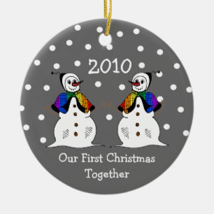 Our First Christmas Together 2010 (GLBT Snowwomen) Ceramic Ornament