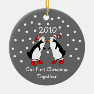 Our First Christmas Together 2010 (Penguins) Ceramic Tree Decoration